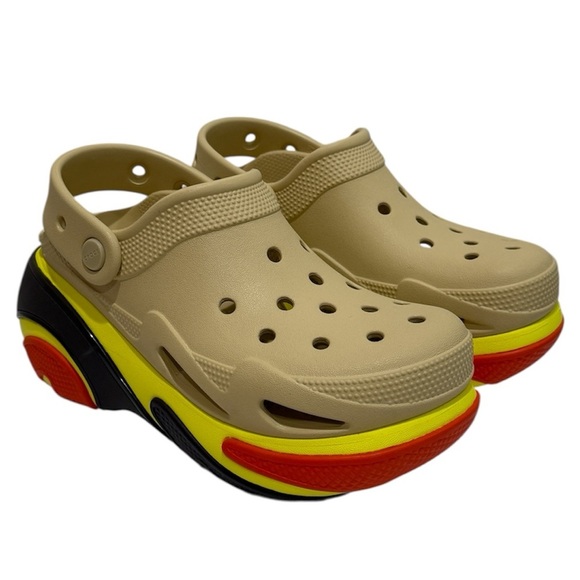 New Crocs Women Sesame Bubble Crush Clogs Sz 6 Colorful Platform Casual Comfort - Picture 1 of 8
